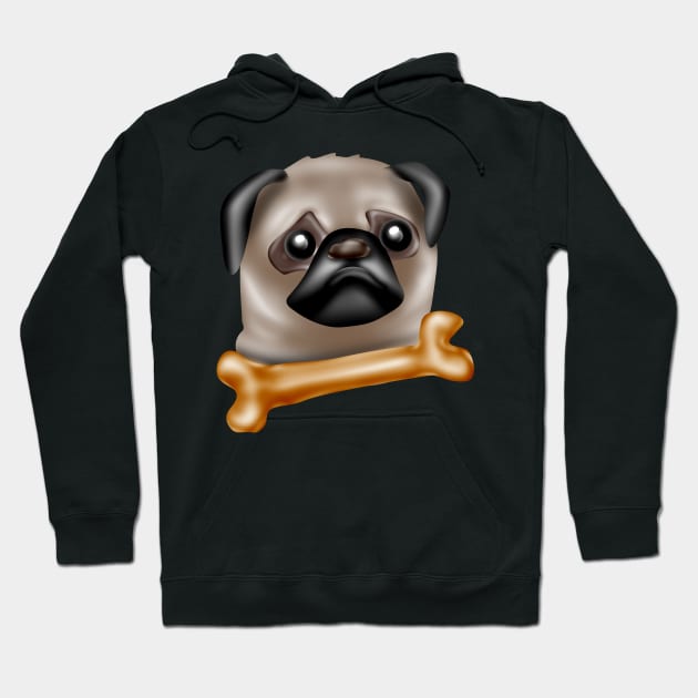 No Bones day for Pug Hoodie by AdishPr